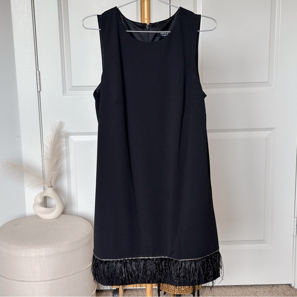 Alex Evenings Black Feather Hem Sleeveless Sheath Dress - Picture 9 of 13
